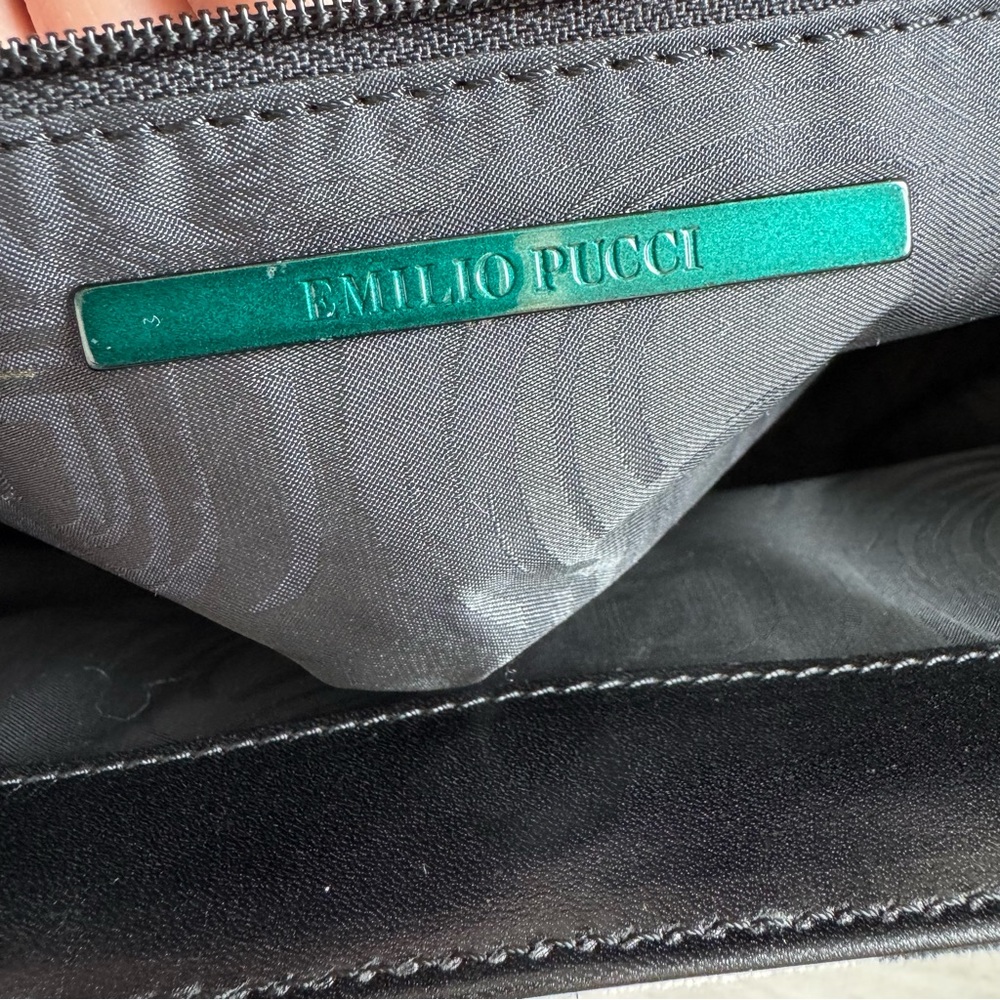 Emilio Pucci Black Pink Yellow Green Floral Print Canvas Tote - Picture 10 of 12